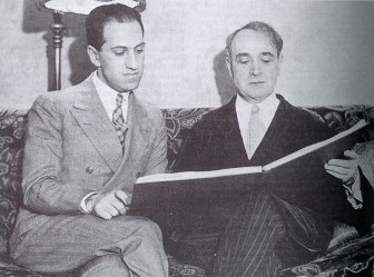 Gershwin with Koussevitsky looking over the score of Second Rhapsody, January 1932